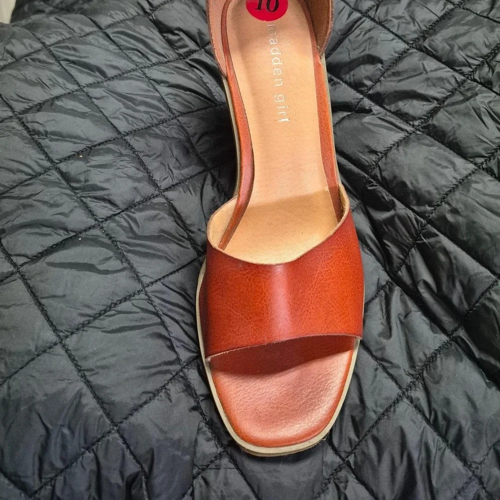 Madden Girl Women Cognac Brown Leather 4.5